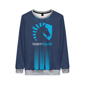 Женский свитшот 3D с принтом TEAM LIQUID E-SPORT в Курске, 100% полиэстер с мягким внутренним слоем | круглый вырез горловины, мягкая резинка на манжетах и поясе, свободная посадка по фигуре | 2019 | blue | cybersport | esport | liquid | logo | pro league | team | team liquid | киберспорт | логотип | тим ликвид | фирменные цвета