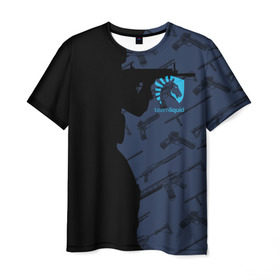 Мужская футболка 3D с принтом TEAM LIQUID E-SPORT CS GO в Курске, 100% полиэфир | прямой крой, круглый вырез горловины, длина до линии бедер | Тематика изображения на принте: 2019 | blue | cs go | cybersport | esport | liquid | logo | pro league | team | team liquid | киберспорт | логотип | тим ликвид | фирменные цвета