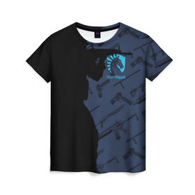 Женская футболка 3D с принтом TEAM LIQUID E-SPORT CS GO в Курске, 100% полиэфир ( синтетическое хлопкоподобное полотно) | прямой крой, круглый вырез горловины, длина до линии бедер | 2019 | blue | cs go | cybersport | esport | liquid | logo | pro league | team | team liquid | киберспорт | логотип | тим ликвид | фирменные цвета