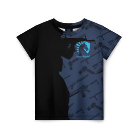 Детская футболка 3D с принтом TEAM LIQUID E-SPORT CS GO в Курске, 100% гипоаллергенный полиэфир | прямой крой, круглый вырез горловины, длина до линии бедер, чуть спущенное плечо, ткань немного тянется | 2019 | blue | cs go | cybersport | esport | liquid | logo | pro league | team | team liquid | киберспорт | логотип | тим ликвид | фирменные цвета
