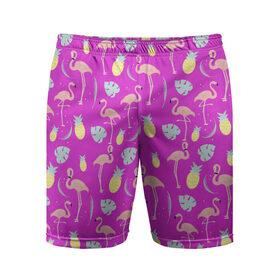 Мужские шорты 3D спортивные с принтом Тропическое наслаждения в Курске,  |  | африка | крылья | мода | прикольные | природа | птица | розовый | фламинго | цвет | яркие