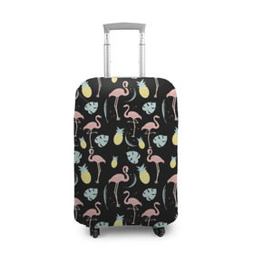Чехол для чемодана 3D с принтом Розовый фламинго в Курске, 86% полиэфир, 14% спандекс | двустороннее нанесение принта, прорези для ручек и колес | африка | крылья | мода | прикольные | природа | птица | розовый | фламинго | цвет | яркие
