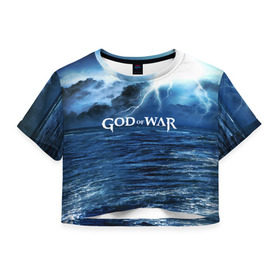 Женская футболка 3D укороченная с принтом God of WAR в Курске, 100% полиэстер | круглая горловина, длина футболки до линии талии, рукава с отворотами | atreus | god of war | god of war 4 | gow | kratos | ps4 | атрей | бог войны | гов | зы4 | кратос | левиафан | мальчик | мимир | мировой змей | пиратs | руны | эксклюзив