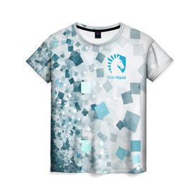 Женская футболка 3D с принтом TEAM LIQUID E-SPORT в Курске, 100% полиэфир ( синтетическое хлопкоподобное полотно) | прямой крой, круглый вырез горловины, длина до линии бедер | 2019 | blue | cybersport | esport | liquid | logo | pro league | team | team liquid | киберспорт | логотип | тим ликвид | фирменные цвета