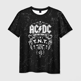 Мужская футболка 3D с принтом AC/DC run for your life в Курске, 100% полиэфир | прямой крой, круглый вырез горловины, длина до линии бедер | ac dc | acdc | acdc ас дс | австралийская | ангус янг | асдс | блюз | группа | крис слэйд | метал | молния | музыка | музыканты | певцы | рок | рок н ролл | стиви янг | хард | хардрок | эксл роуз