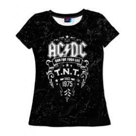 Женская футболка 3D с принтом AC/DC run for your life в Курске, 100% полиэфир ( синтетическое хлопкоподобное полотно) | прямой крой, круглый вырез горловины, длина до линии бедер | ac dc | acdc | acdc ас дс | австралийская | ангус янг | асдс | блюз | группа | крис слэйд | метал | молния | музыка | музыканты | певцы | рок | рок н ролл | стиви янг | хард | хардрок | эксл роуз
