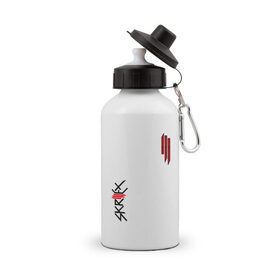 Бутылка спортивная с принтом Skrillex в Курске, металл | емкость — 500 мл, в комплекте две пластиковые крышки и карабин для крепления | 