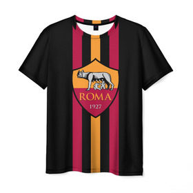 Мужская футболка 3D с принтом FC Roma Lines в Курске, 100% полиэфир | прямой крой, круглый вырез горловины, длина до линии бедер | Тематика изображения на принте: football | italia | logo | roma | sport | италия | лого | спорт | фк | футбол | футбольный клуб | эмблема