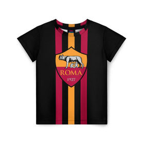 Детская футболка 3D с принтом FC Roma Lines в Курске, 100% гипоаллергенный полиэфир | прямой крой, круглый вырез горловины, длина до линии бедер, чуть спущенное плечо, ткань немного тянется | football | italia | logo | roma | sport | италия | лого | спорт | фк | футбол | футбольный клуб | эмблема