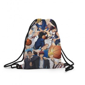 Рюкзак-мешок 3D с принтом Kuroko no Basket в Курске, 100% полиэстер | плотность ткани — 200 г/м2, размер — 35 х 45 см; лямки — толстые шнурки, застежка на шнуровке, без карманов и подкладки | аниме | баскетбол | спорт
