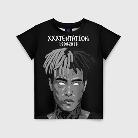 Детская футболка 3D с принтом Xxxtentation RIP в Курске, 100% гипоаллергенный полиэфир | прямой крой, круглый вырез горловины, длина до линии бедер, чуть спущенное плечо, ткань немного тянется | Тематика изображения на принте: at | i | look | me | p | r | r.i.p. | revenge | rip | x | xtentation | xxx | рэп