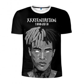 Мужская футболка 3D спортивная с принтом Xxxtentation RIP в Курске, 100% полиэстер с улучшенными характеристиками | приталенный силуэт, круглая горловина, широкие плечи, сужается к линии бедра | Тематика изображения на принте: at | i | look | me | p | r | r.i.p. | revenge | rip | x | xtentation | xxx | рэп