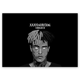 Поздравительная открытка с принтом Xxxtentation RIP в Курске, 100% бумага | плотность бумаги 280 г/м2, матовая, на обратной стороне линовка и место для марки
 | at | i | look | me | p | r | r.i.p. | revenge | rip | x | xtentation | xxx | рэп