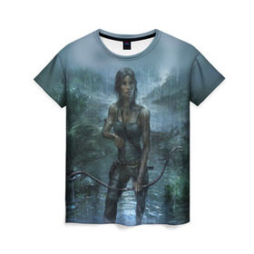 Женская футболка 3D с принтом Tomb Raider: Лара Крофт в Курске, 100% полиэфир ( синтетическое хлопкоподобное полотно) | прямой крой, круглый вырез горловины, длина до линии бедер | adventure | lara croft | tomb rider | археолог | гробниц | крофт | лара | приключения | расхитительница