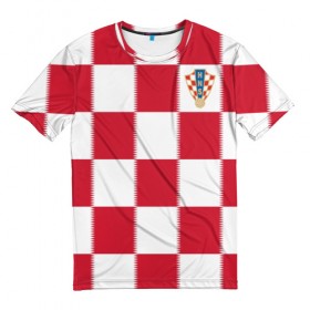 Мужская футболка 3D с принтом Форма Хорватии в Курске, 100% полиэфир | прямой крой, круглый вырез горловины, длина до линии бедер | football | sport | команды чм | сборная хорватии | сборные по футболу | сборные чм | футбол | хорватия | чемпионат мира