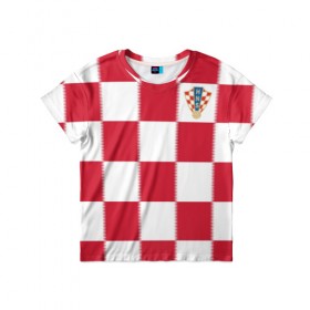 Детская футболка 3D с принтом Форма Хорватии в Курске, 100% гипоаллергенный полиэфир | прямой крой, круглый вырез горловины, длина до линии бедер, чуть спущенное плечо, ткань немного тянется | football | sport | команды чм | сборная хорватии | сборные по футболу | сборные чм | футбол | хорватия | чемпионат мира