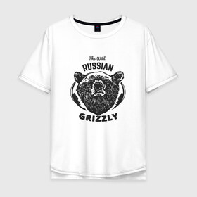 Мужская футболка хлопок Oversize с принтом Русский Медведь в Курске, 100% хлопок | свободный крой, круглый ворот, “спинка” длиннее передней части | bear | grizzly | гризли