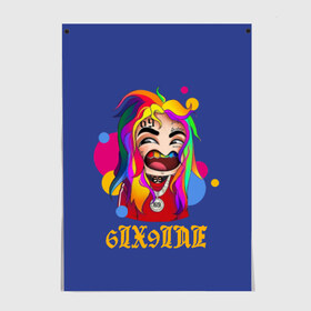 Постер с принтом 6IX9INE BLUE в Курске, 100% бумага
 | бумага, плотность 150 мг. Матовая, но за счет высокого коэффициента гладкости имеет небольшой блеск и дает на свету блики, но в отличии от глянцевой бумаги не покрыта лаком | 6ix9ine | sixnine | tekashi