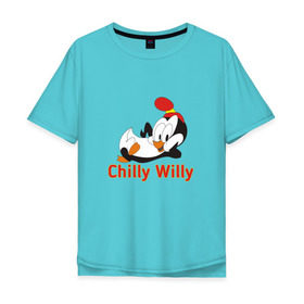 Мужская футболка хлопок Oversize с принтом Chilly Willy в Курске, 100% хлопок | свободный крой, круглый ворот, “спинка” длиннее передней части | chilly | chilly willy | арт | животные | милые | мультфильмы | пингвины | чилли вилли