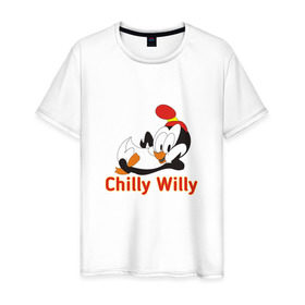 Мужская футболка хлопок с принтом Chilly Willy в Курске, 100% хлопок | прямой крой, круглый вырез горловины, длина до линии бедер, слегка спущенное плечо. | Тематика изображения на принте: chilly | chilly willy | арт | животные | милые | мультфильмы | пингвины | чилли вилли