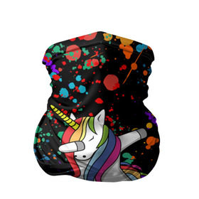 Бандана-труба 3D с принтом ЕДИНОРОГ РАДУГА (ЧЕРНЫЙ) в Курске, 100% полиэстер, ткань с особыми свойствами — Activecool | плотность 150‒180 г/м2; хорошо тянется, но сохраняет форму | color | dab | pony | rainbow | unicornis dab | брызги | даб | единорог | единорог радуга | животные | краски | красочные | ляпистые | пони | радуга | цвета радуги