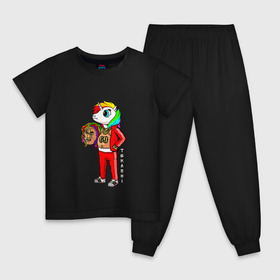 Детская пижама хлопок с принтом Tekashi в Курске, 100% хлопок |  брюки и футболка прямого кроя, без карманов, на брюках мягкая резинка на поясе и по низу штанин
 | Тематика изображения на принте: 6ix9ine | sixnine | tekashi