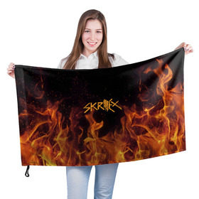 Флаг 3D с принтом Skrillex в Курске, 100% полиэстер | плотность ткани — 95 г/м2, размер — 67 х 109 см. Принт наносится с одной стороны | 
