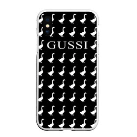 Чехол для iPhone XS Max матовый с принтом Gussi Black в Курске, Силикон | Область печати: задняя сторона чехла, без боковых панелей | gucci | gussi ga ga ga | gussi gang | бренд | гусь | птица