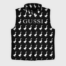 Мужской жилет утепленный 3D с принтом Gussi Black в Курске,  |  | Тематика изображения на принте: gucci | gussi ga ga ga | gussi gang | бренд | гусь | птица