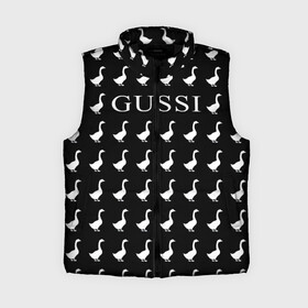 Женский жилет утепленный 3D с принтом Gussi Black в Курске,  |  | gucci | gussi ga ga ga | gussi gang | бренд | гусь | птица