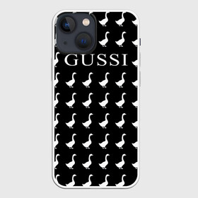 Чехол для iPhone 13 mini с принтом Gussi Black в Курске,  |  | gucci | gussi ga ga ga | gussi gang | бренд | гусь | птица