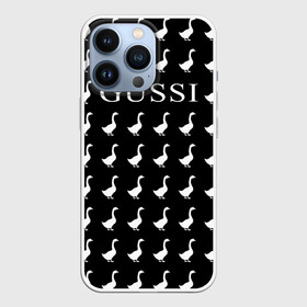 Чехол для iPhone 13 Pro с принтом Gussi Black в Курске,  |  | gucci | gussi ga ga ga | gussi gang | бренд | гусь | птица