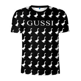 Мужская футболка 3D спортивная с принтом Gussi Black в Курске, 100% полиэстер с улучшенными характеристиками | приталенный силуэт, круглая горловина, широкие плечи, сужается к линии бедра | gucci | gussi ga ga ga | gussi gang | бренд | гусь | птица