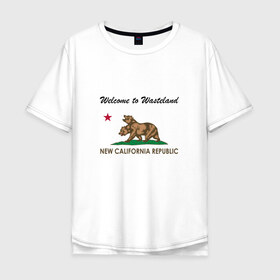 Мужская футболка хлопок Oversize с принтом NCR в Курске, 100% хлопок | свободный крой, круглый ворот, “спинка” длиннее передней части | Тематика изображения на принте: fallout | ncr | new california republic | new vegas