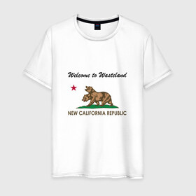 Мужская футболка хлопок с принтом NCR в Курске, 100% хлопок | прямой крой, круглый вырез горловины, длина до линии бедер, слегка спущенное плечо. | fallout | ncr | new california republic | new vegas