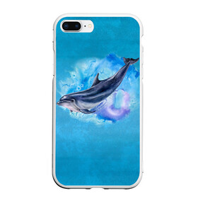Чехол для iPhone 7Plus/8 Plus матовый с принтом Дельфин в Курске, Силикон | Область печати: задняя сторона чехла, без боковых панелей | Тематика изображения на принте: dolphin | акварель | дельфин | море | морские млекопитающие | океан | синий