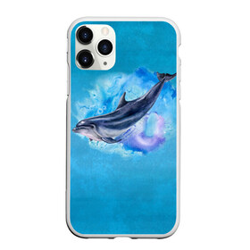 Чехол для iPhone 11 Pro Max матовый с принтом Дельфин в Курске, Силикон |  | Тематика изображения на принте: dolphin | акварель | дельфин | море | морские млекопитающие | океан | синий