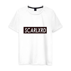 Мужская футболка хлопок с принтом scarlxrd_black в Курске, 100% хлопок | прямой крой, круглый вырез горловины, длина до линии бедер, слегка спущенное плечо. | Тематика изображения на принте: scarlxrd | мариус