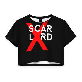 Женская футболка 3D укороченная с принтом scarlxrd_3 в Курске, 100% полиэстер | круглая горловина, длина футболки до линии талии, рукава с отворотами | scarlxrd | мариус