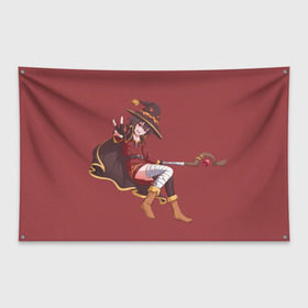 Флаг-баннер с принтом Megumin в Курске, 100% полиэстер | размер 67 х 109 см, плотность ткани — 95 г/м2; по краям флага есть четыре люверса для крепления | konosuba | megumin | мегумин