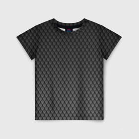 Детская футболка 3D с принтом Чешуя дракона в Курске, 100% гипоаллергенный полиэфир | прямой крой, круглый вырез горловины, длина до линии бедер, чуть спущенное плечо, ткань немного тянется | Тематика изображения на принте: змеиная кожа | змея | черный