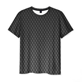 Мужская футболка 3D с принтом Чешуя дракона в Курске, 100% полиэфир | прямой крой, круглый вырез горловины, длина до линии бедер | змеиная кожа | змея | черный