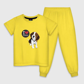 Детская пижама хлопок с принтом Я люблю Бигля в Курске, 100% хлопок |  брюки и футболка прямого кроя, без карманов, на брюках мягкая резинка на поясе и по низу штанин
 | Тематика изображения на принте: beagle | бигли | бигль | с биглем | с обакой | собака | собаки | собачки