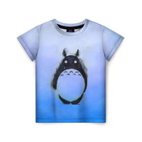Детская футболка 3D с принтом Мой сосед Тоторо в Курске, 100% гипоаллергенный полиэфир | прямой крой, круглый вырез горловины, длина до линии бедер, чуть спущенное плечо, ткань немного тянется | totoro | хаяо миядзаки