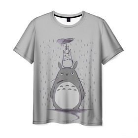 Мужская футболка 3D с принтом Мой сосед Тоторо в Курске, 100% полиэфир | прямой крой, круглый вырез горловины, длина до линии бедер | totoro | хаяо миядзаки