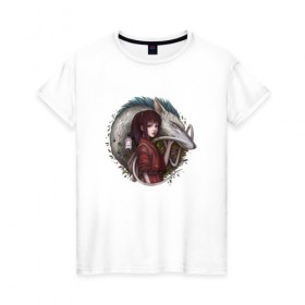 Женская футболка хлопок с принтом Унесённые призраками в Курске, 100% хлопок | прямой крой, круглый вырез горловины, длина до линии бедер, слегка спущенное плечо | spirited away | миядзаки | хаяо