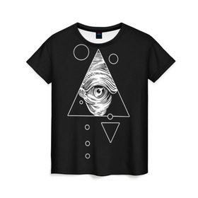 Женская футболка 3D с принтом Всевидящее око в Курске, 100% полиэфир ( синтетическое хлопкоподобное полотно) | прямой крой, круглый вырез горловины, длина до линии бедер | tattoo | в треугольнике | всевидящее око | всевидящий глаз | зрачок | пирамида | тату