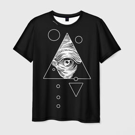 Мужская футболка 3D с принтом Всевидящее око в Курске, 100% полиэфир | прямой крой, круглый вырез горловины, длина до линии бедер | tattoo | в треугольнике | всевидящее око | всевидящий глаз | зрачок | пирамида | тату