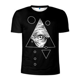 Мужская футболка 3D спортивная с принтом Всевидящее око в Курске, 100% полиэстер с улучшенными характеристиками | приталенный силуэт, круглая горловина, широкие плечи, сужается к линии бедра | tattoo | в треугольнике | всевидящее око | всевидящий глаз | зрачок | пирамида | тату