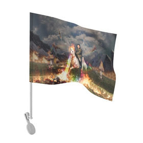 Флаг для автомобиля с принтом Ким чен ын на Единороге в Курске, 100% полиэстер | Размер: 30*21 см | 